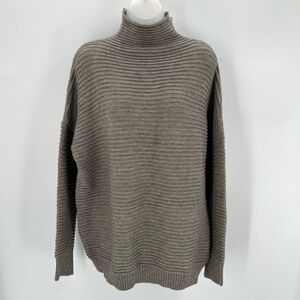 Doe & Rae Sweater Women’s S Knit Relaxed RAYA RIB Grayish Brown Pullover NEW